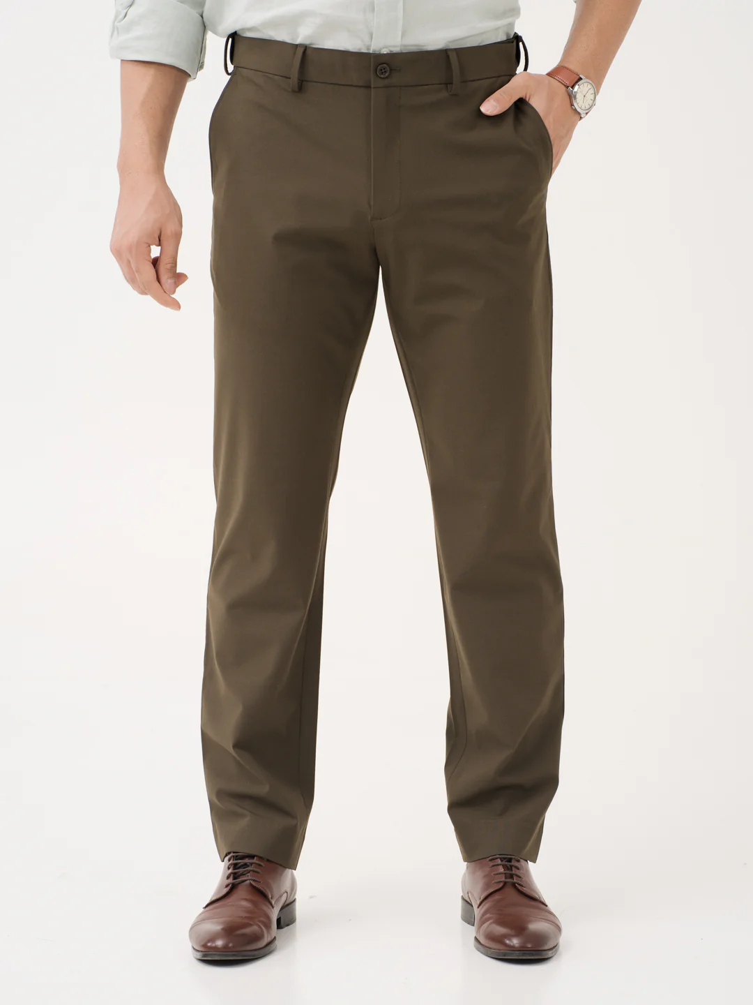 Always Olive Relaxed Fit Stretch Formal Pants - Image 2