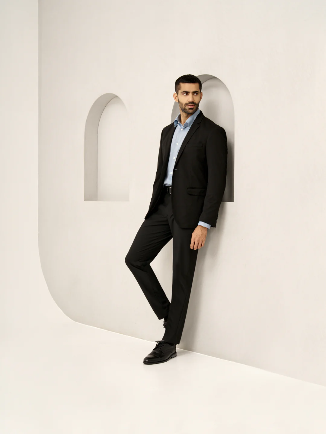 Brisk Black Water Repellent Slim Fit Stretch Formal Pants - Image 5