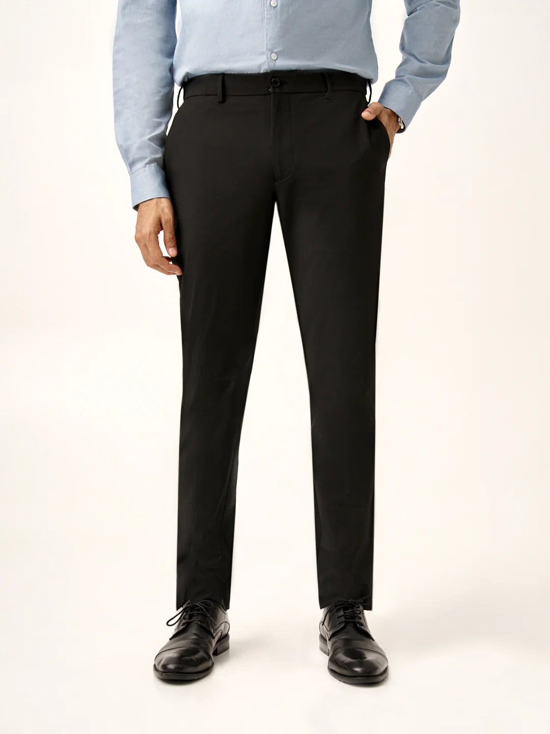 Brisk Black Water Repellent Slim Fit Stretch Formal Pants - Image 7