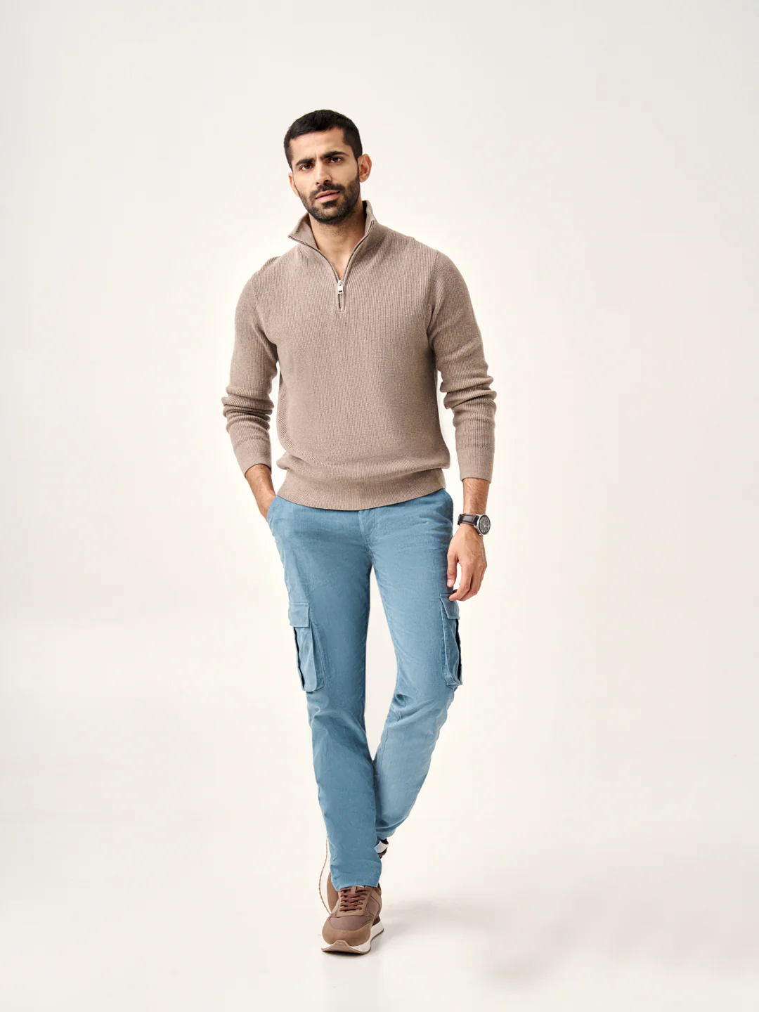 BoraBora Blue Corduroy Stretch Cargo Pants - Image 2