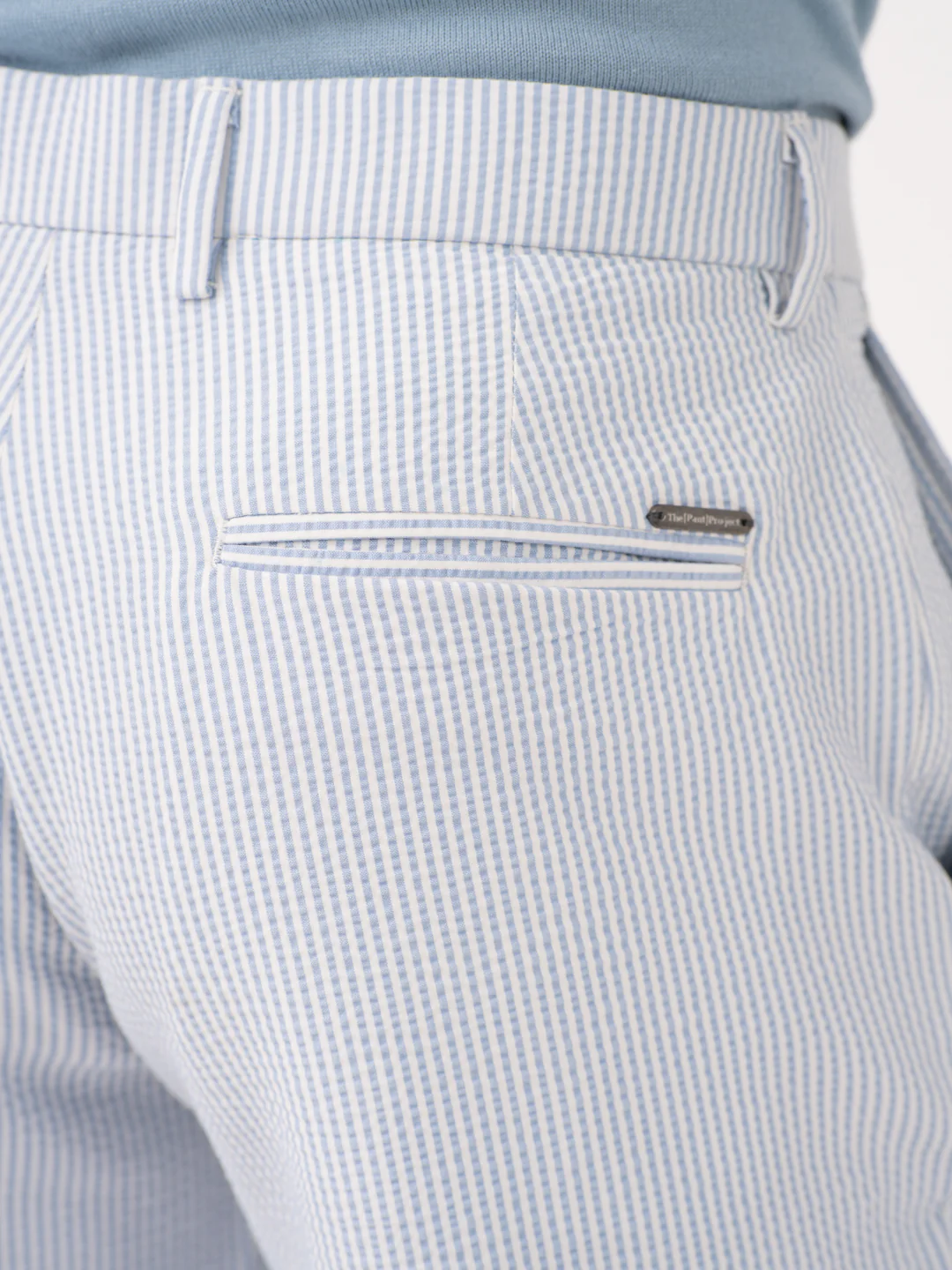 Breeze Blue Stripes Seersucker Chino Shorts - Image 9