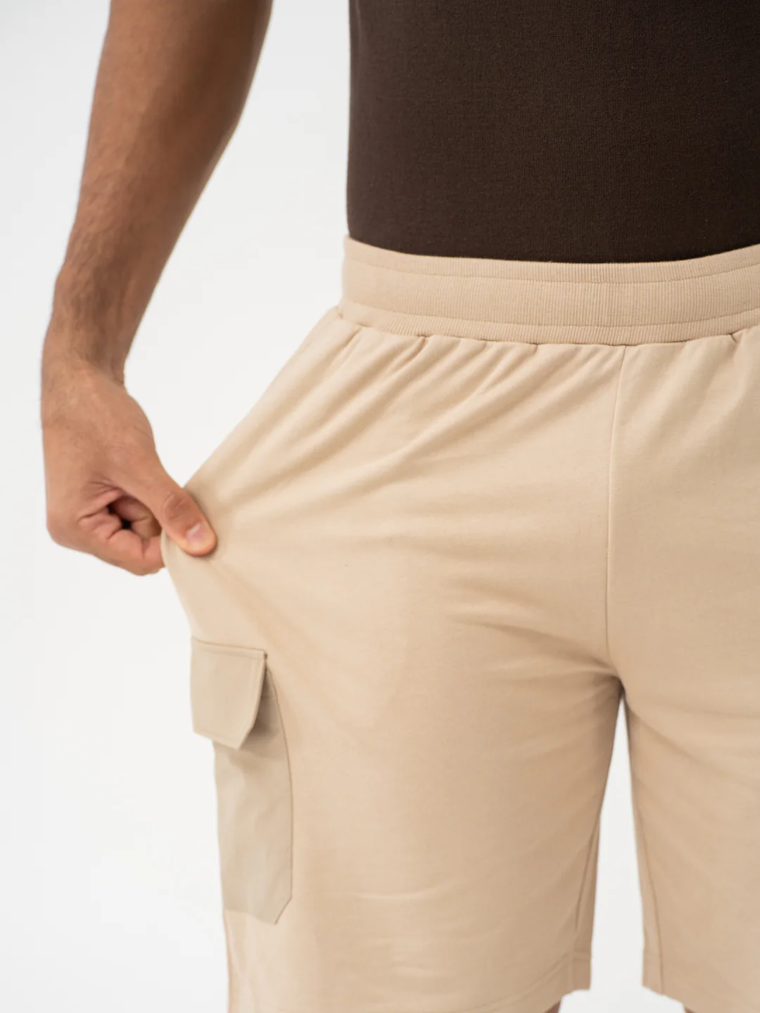 Brew Beige Relaxed Fit Cargo Sweatshorts - Image 5