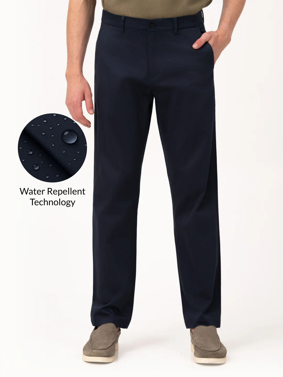 Celestra Navy Relaxed Fit Stretch Chinos for Men - Image 2