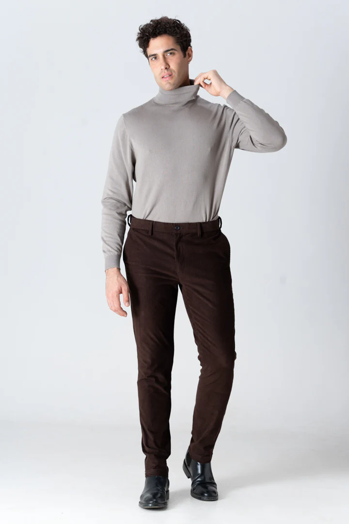 Coffee Brown Corduroy Stretch Pants - Image 2