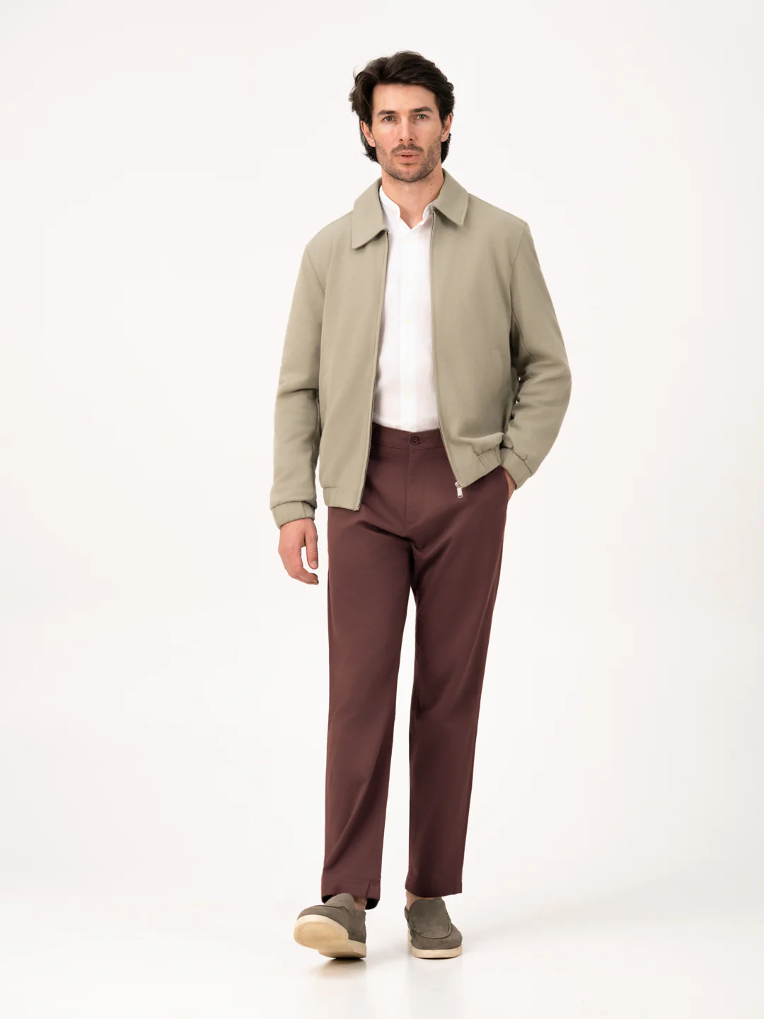 Cognora Brown Relaxed Fit Stretch Chinos for Men