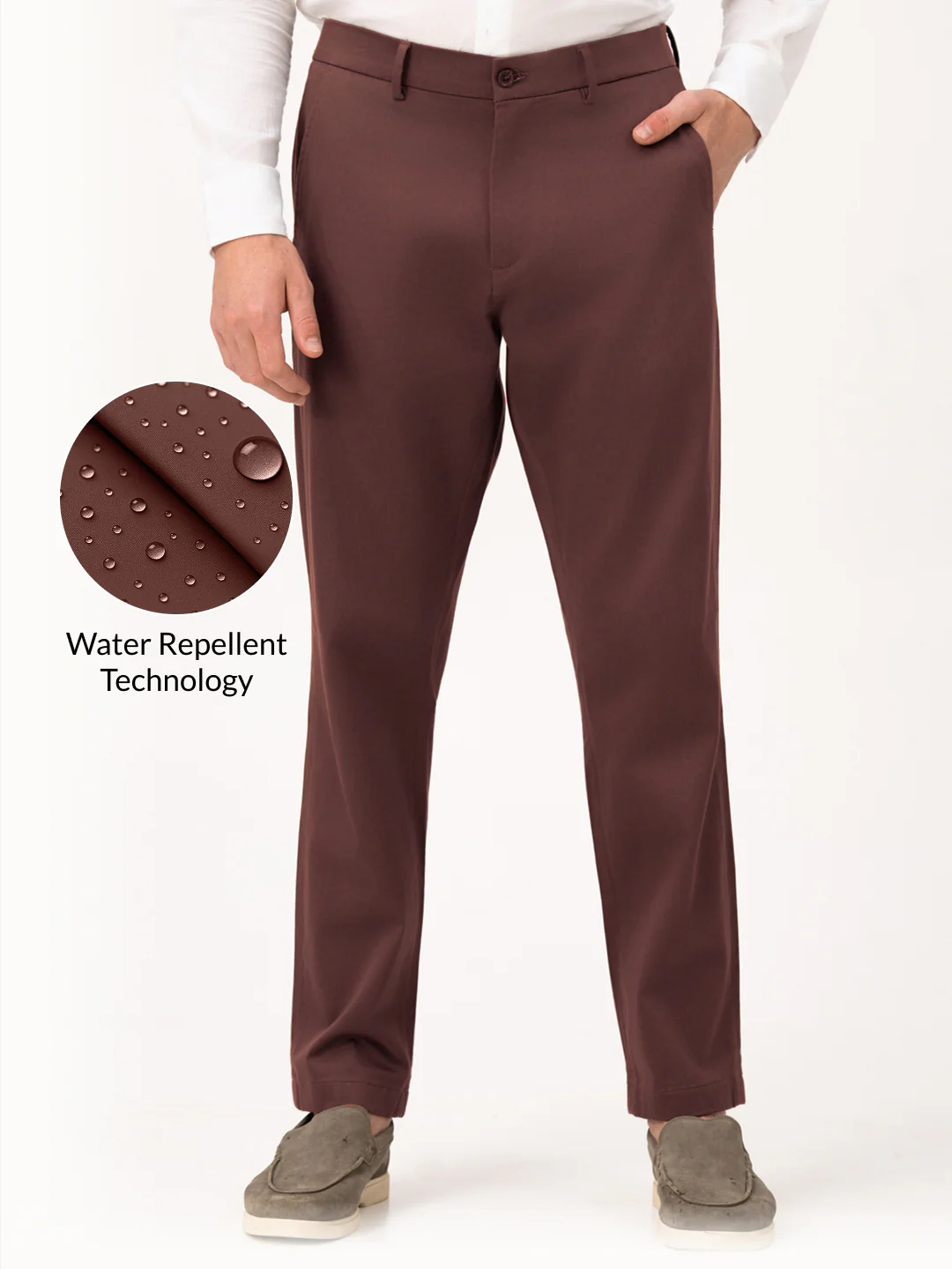 Cognora Brown Relaxed Fit Stretch Chinos for Men - Image 2