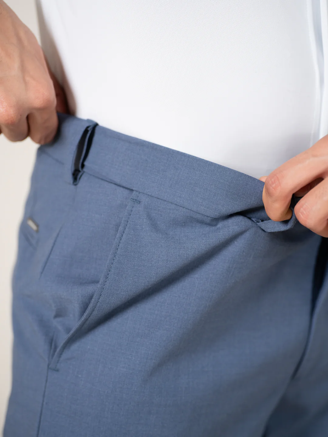 Crest Blue Melange Stretch Formal Pants - Image 5