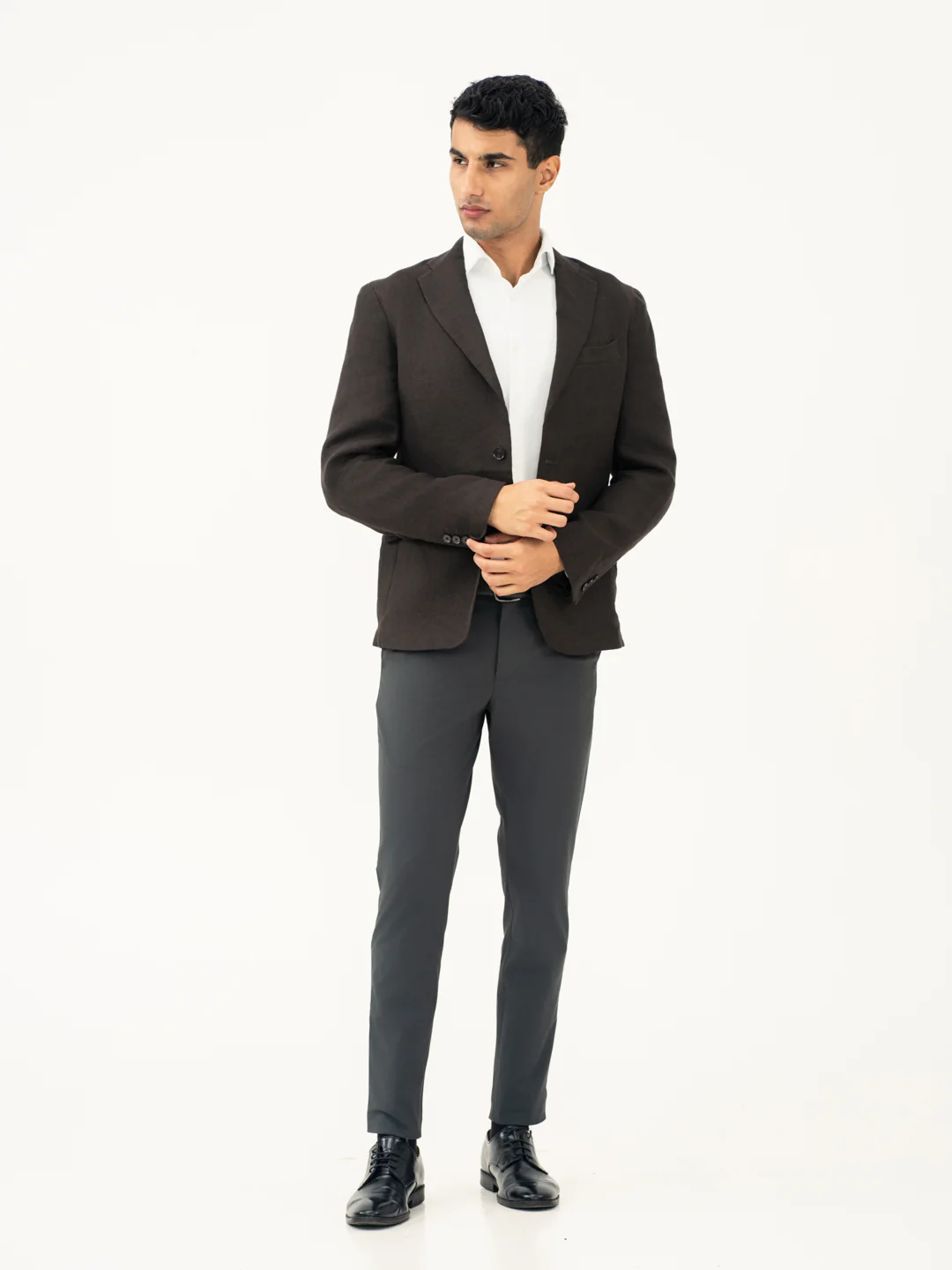 Dark Grey Stretch Formal Pants - Image 2