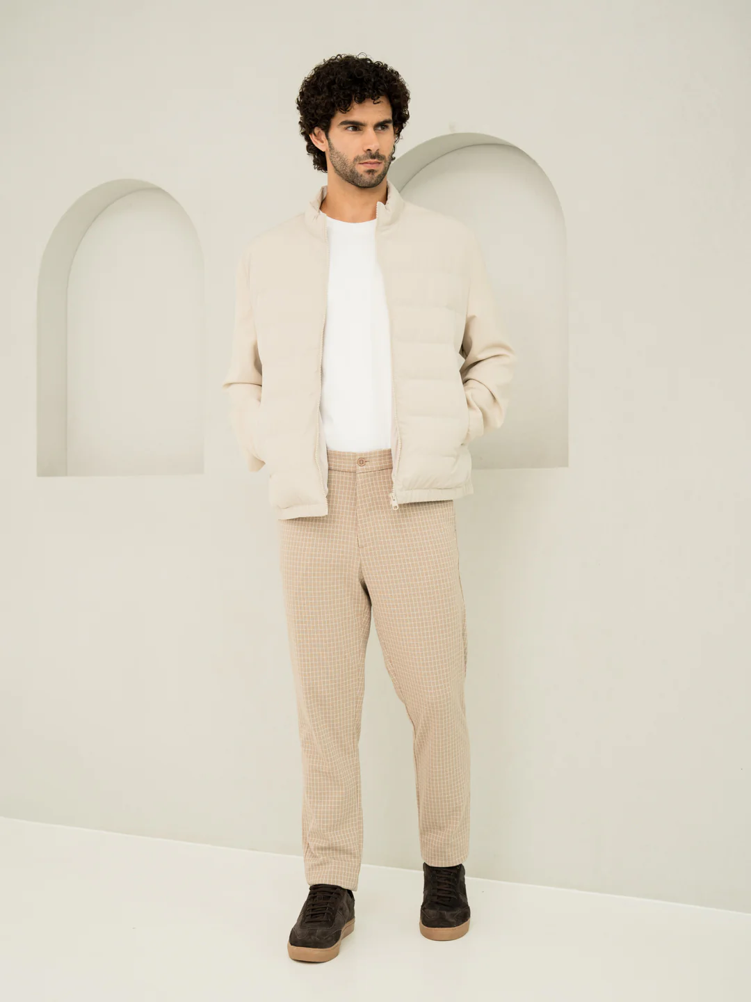 Dune Khaki Checks Power-Stretch Pants - Image 7