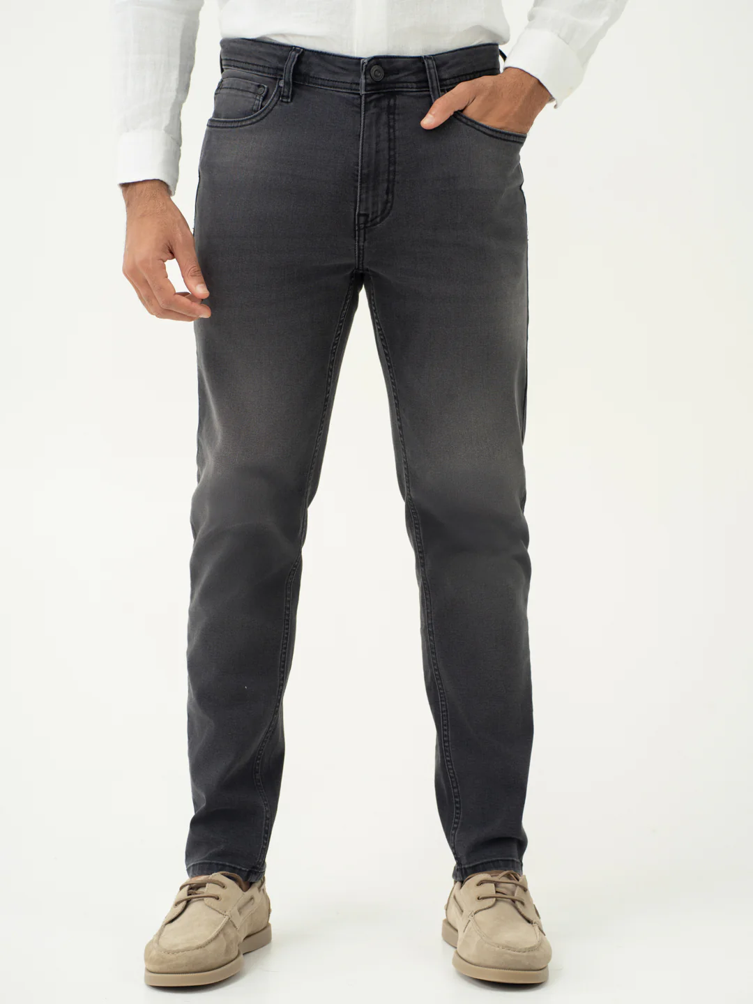 Edge Grey Whiskered Slim Fit Jeans - Image 2