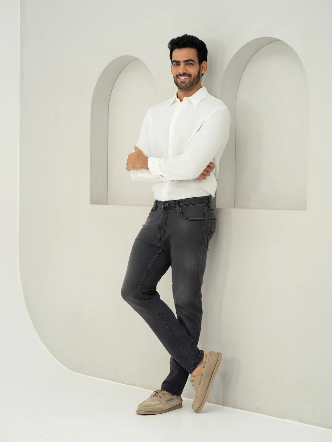 Edge Grey Whiskered Slim Fit Jeans - Image 5