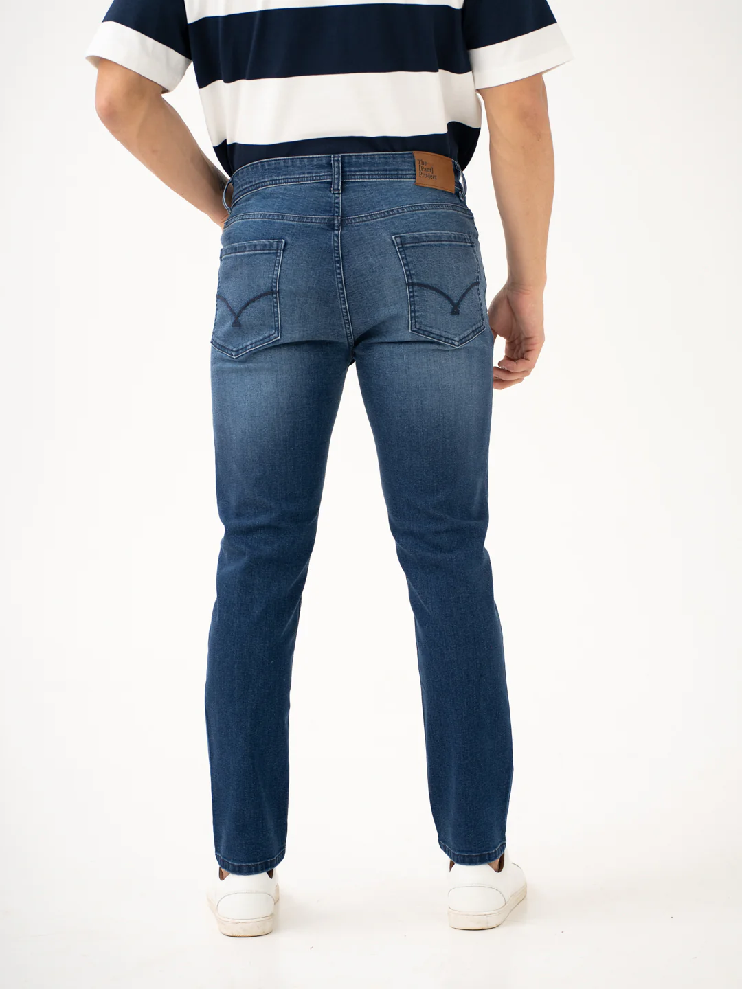 Faded Blue Whiskered Slim Fit Jeans - Image 8