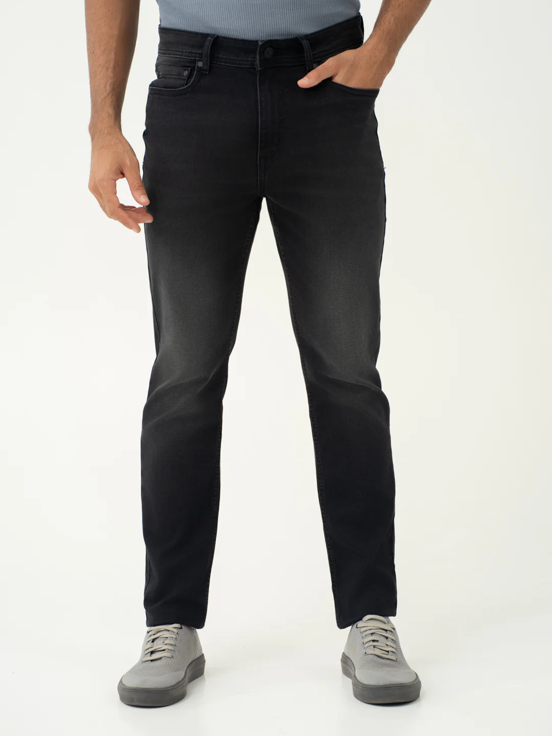 Forge Black Whiskered Slim Fit Jeans - Image 2