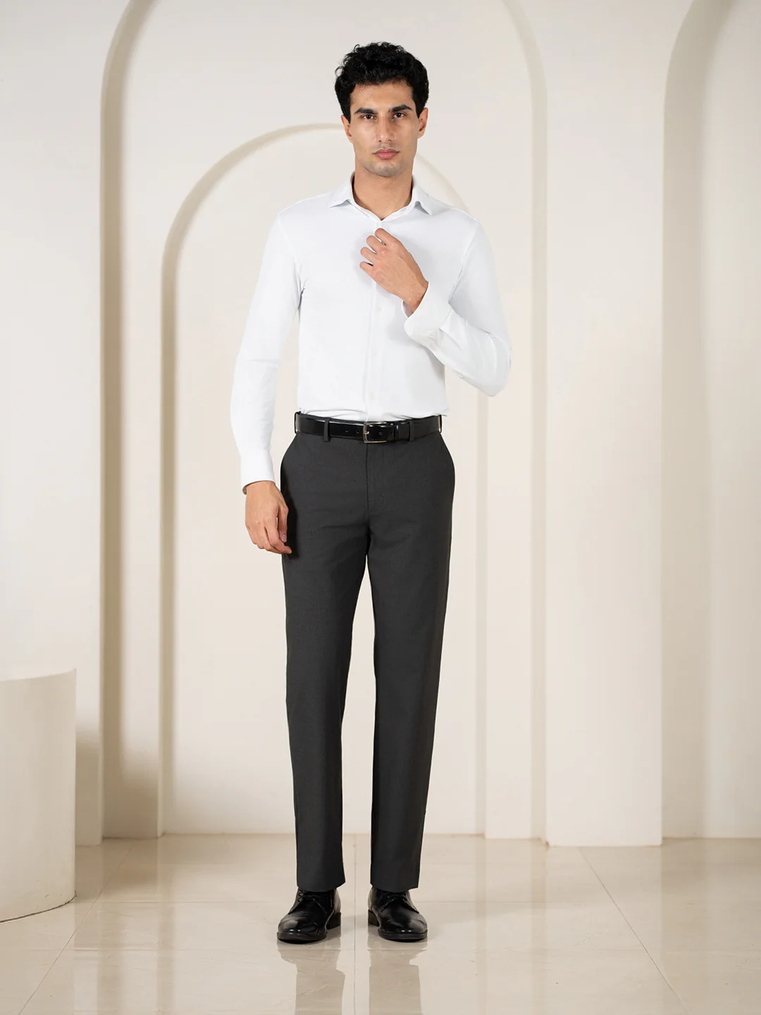 Grand Grey Relaxed Fit Stretch Formal Pants - Image 3