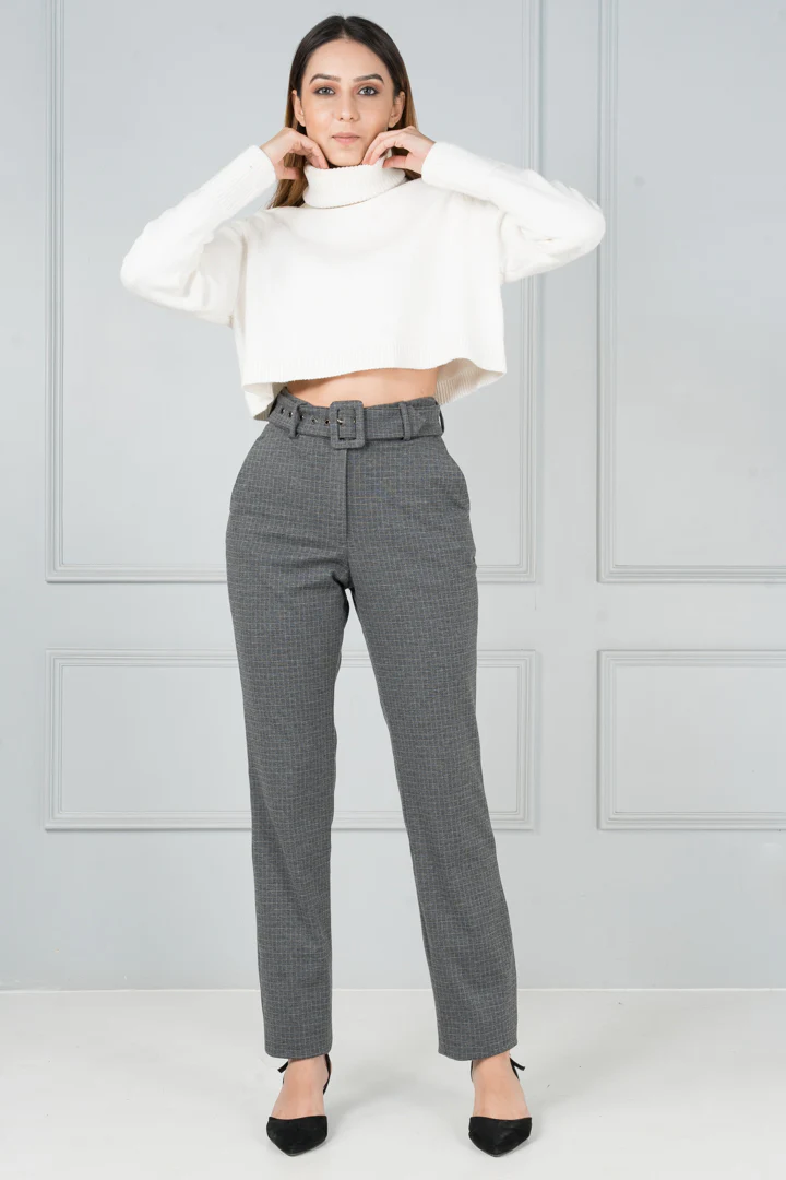 Grey Checks Power-Stretch Pants - Women - Image 2