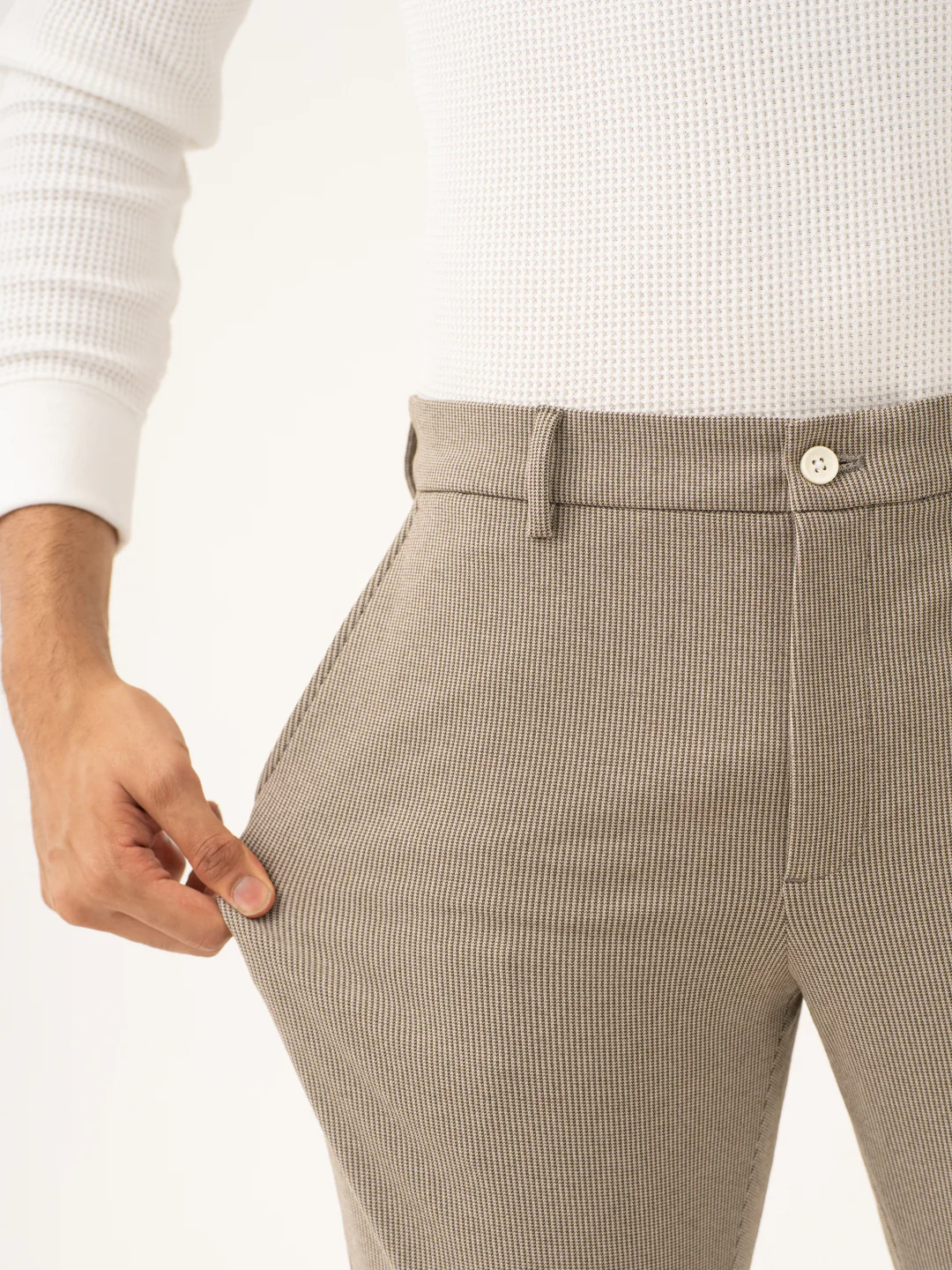 Jupiter Brown Houndstooth Power-Stretch Pants