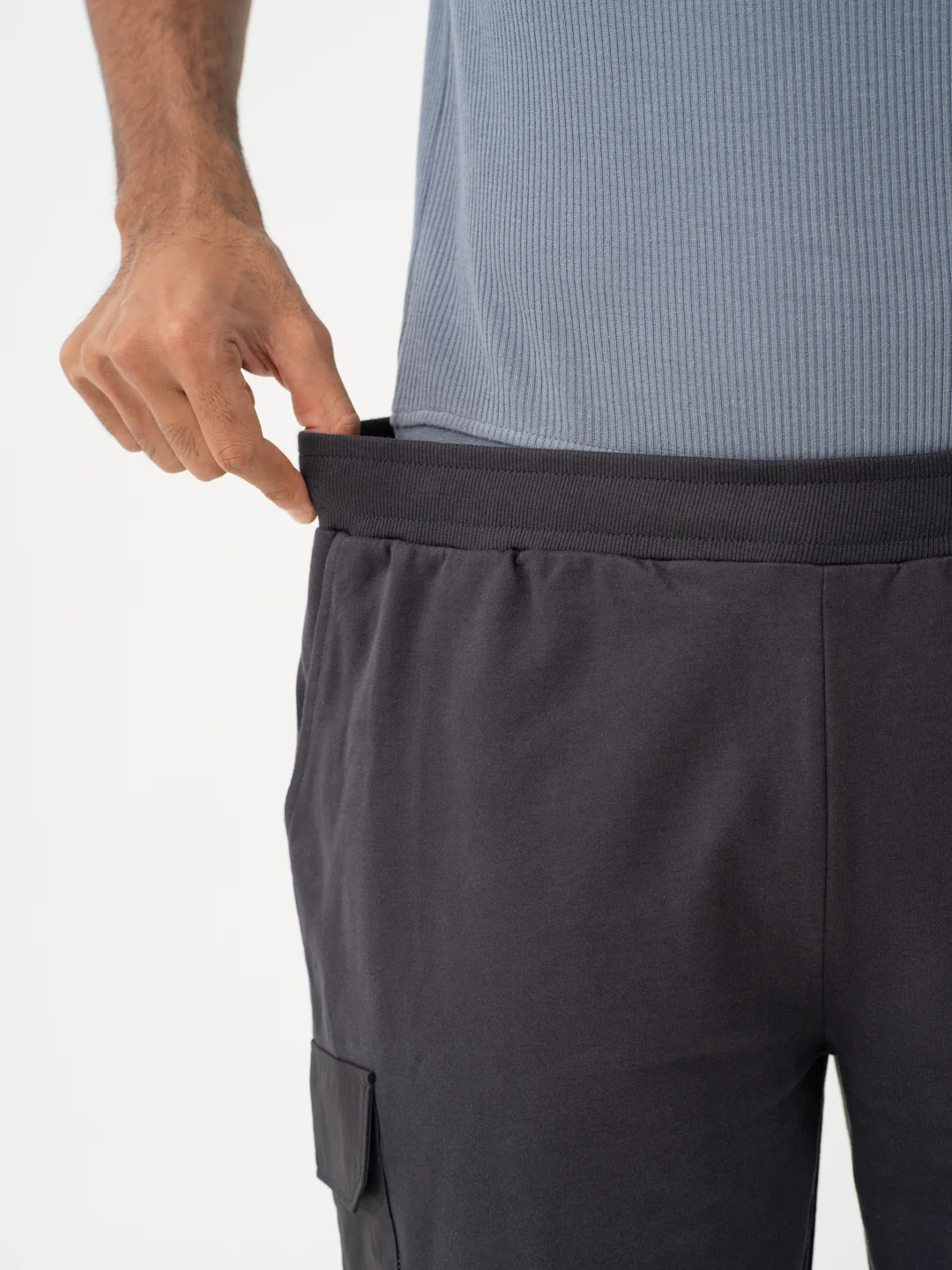 Lint Grey Relaxed Fit Cargo Sweatshorts - Image 7