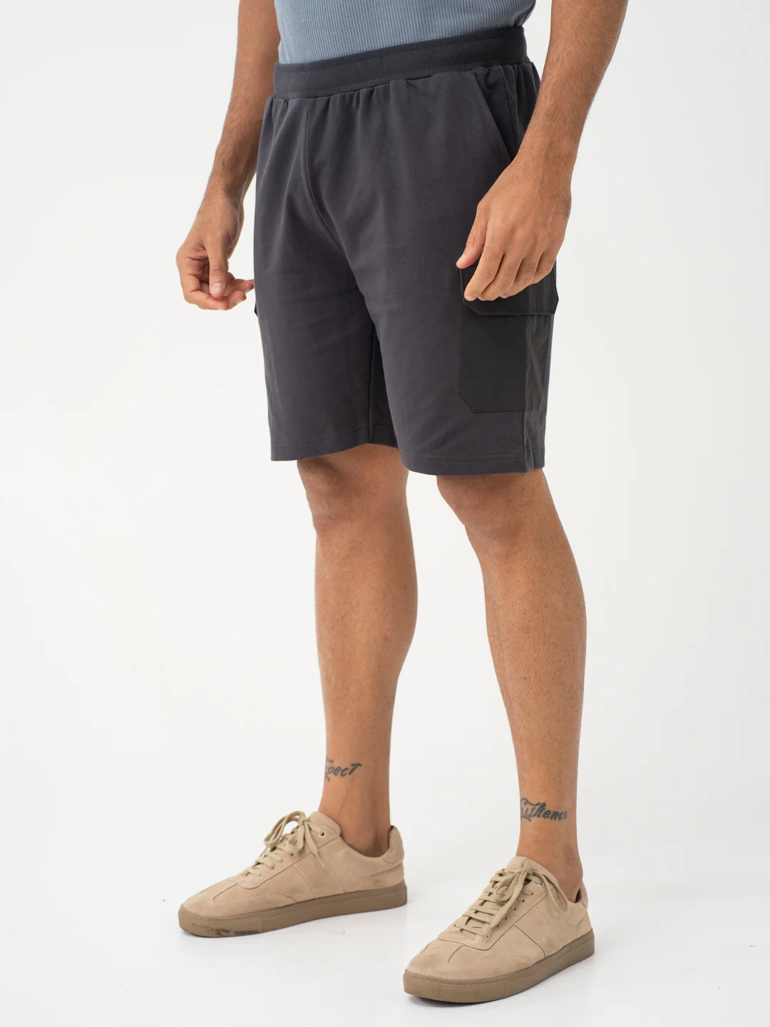 Lint Grey Relaxed Fit Cargo Sweatshorts - Image 9