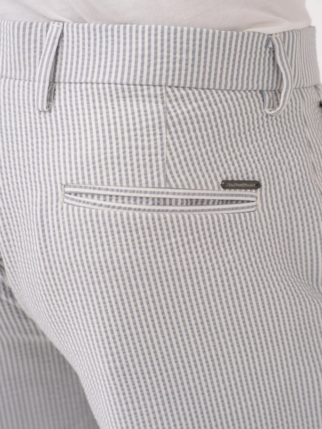 Luna Grey Stripes Seersucker Chino Shorts - Image 9