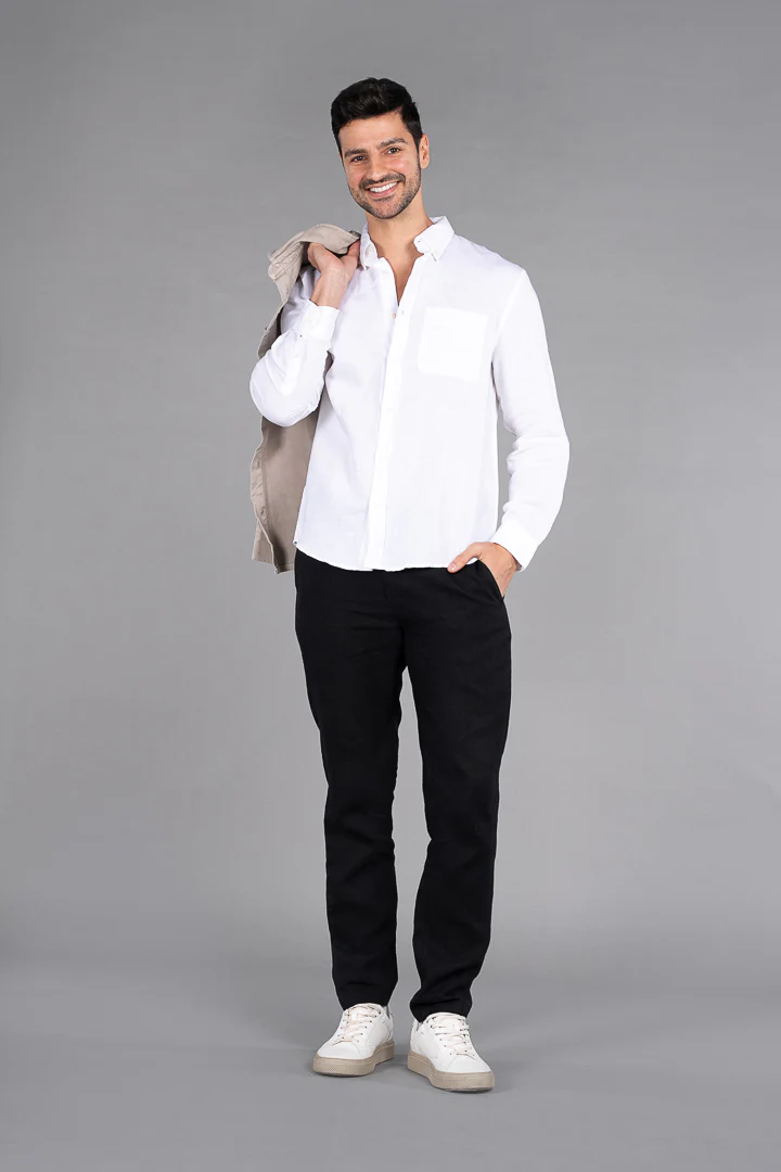 Natural Black 100% Linen Pants - Image 2