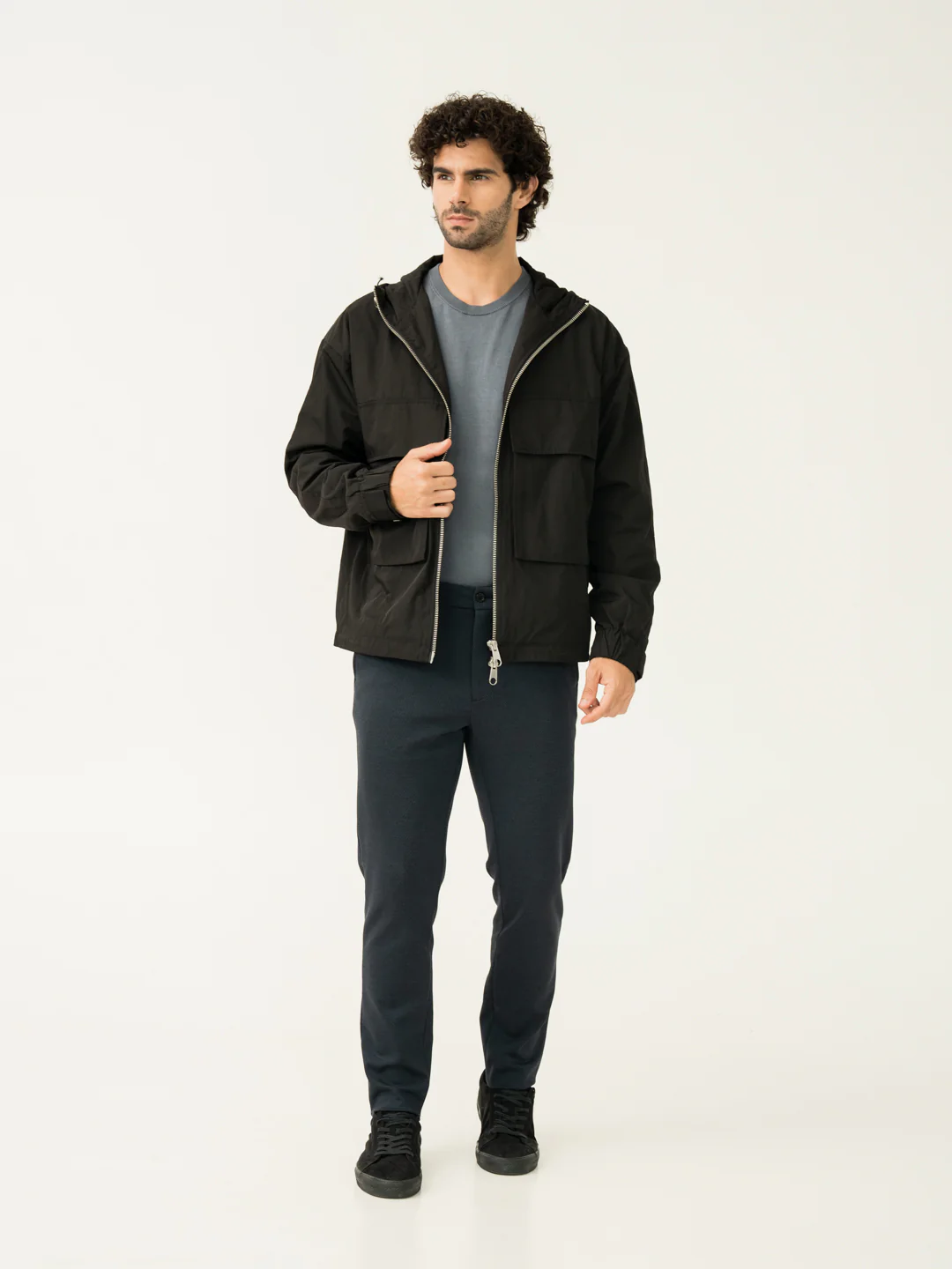 Navy Twill Structured Slim Fit Power Stretch Pants - Image 6