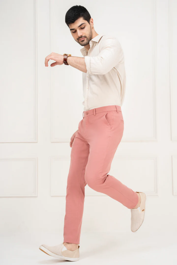 Dive Pink Slim Fit Stretch Chinos