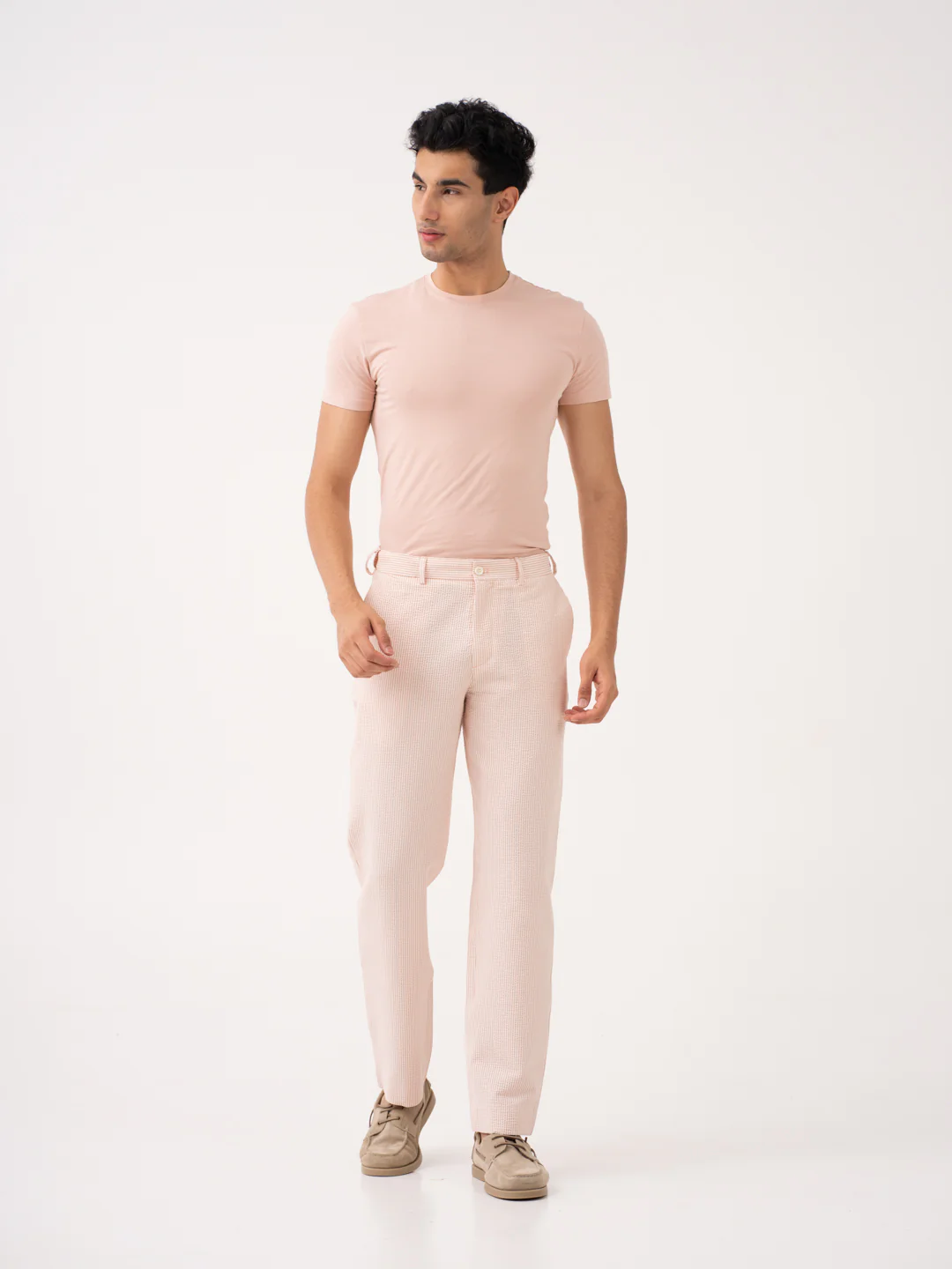 Poppy Peach Stripes Seersucker Pants
