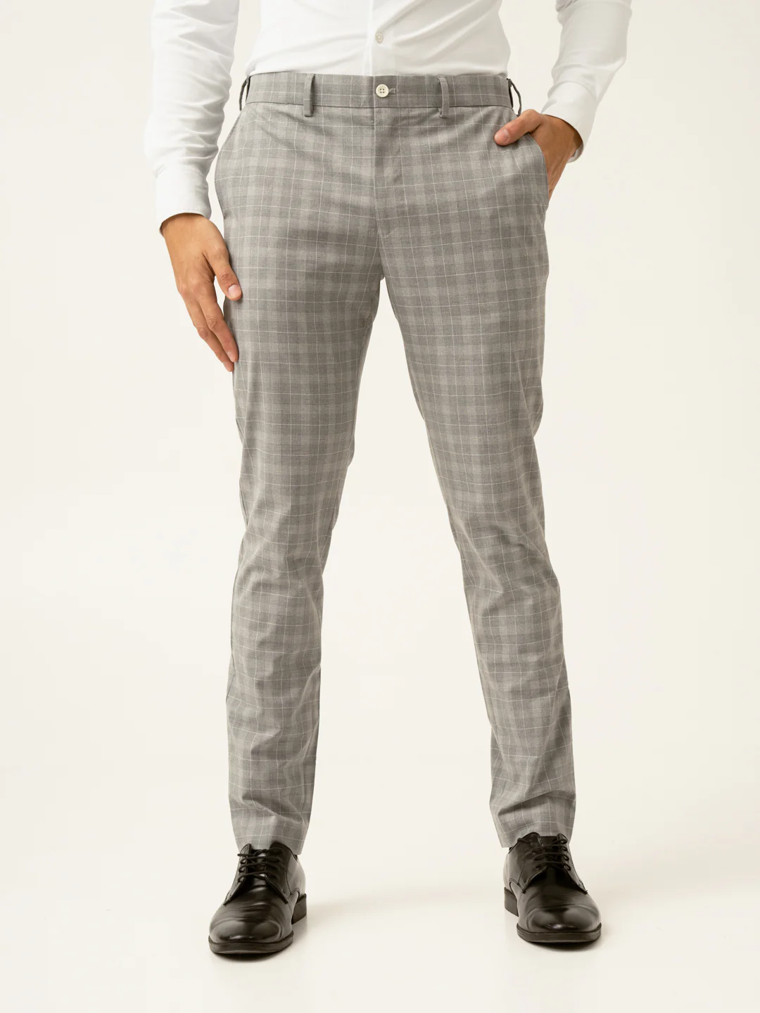 Siberian Grey Checks Formal Pants