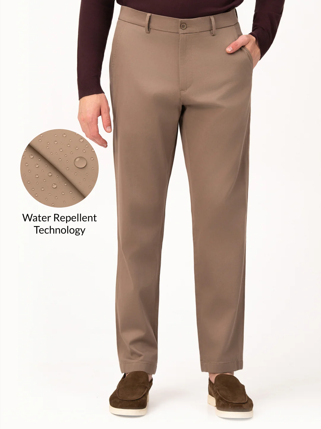 Terranova Khaki Relaxed Fit Stretch Chinos for Men - Image 2