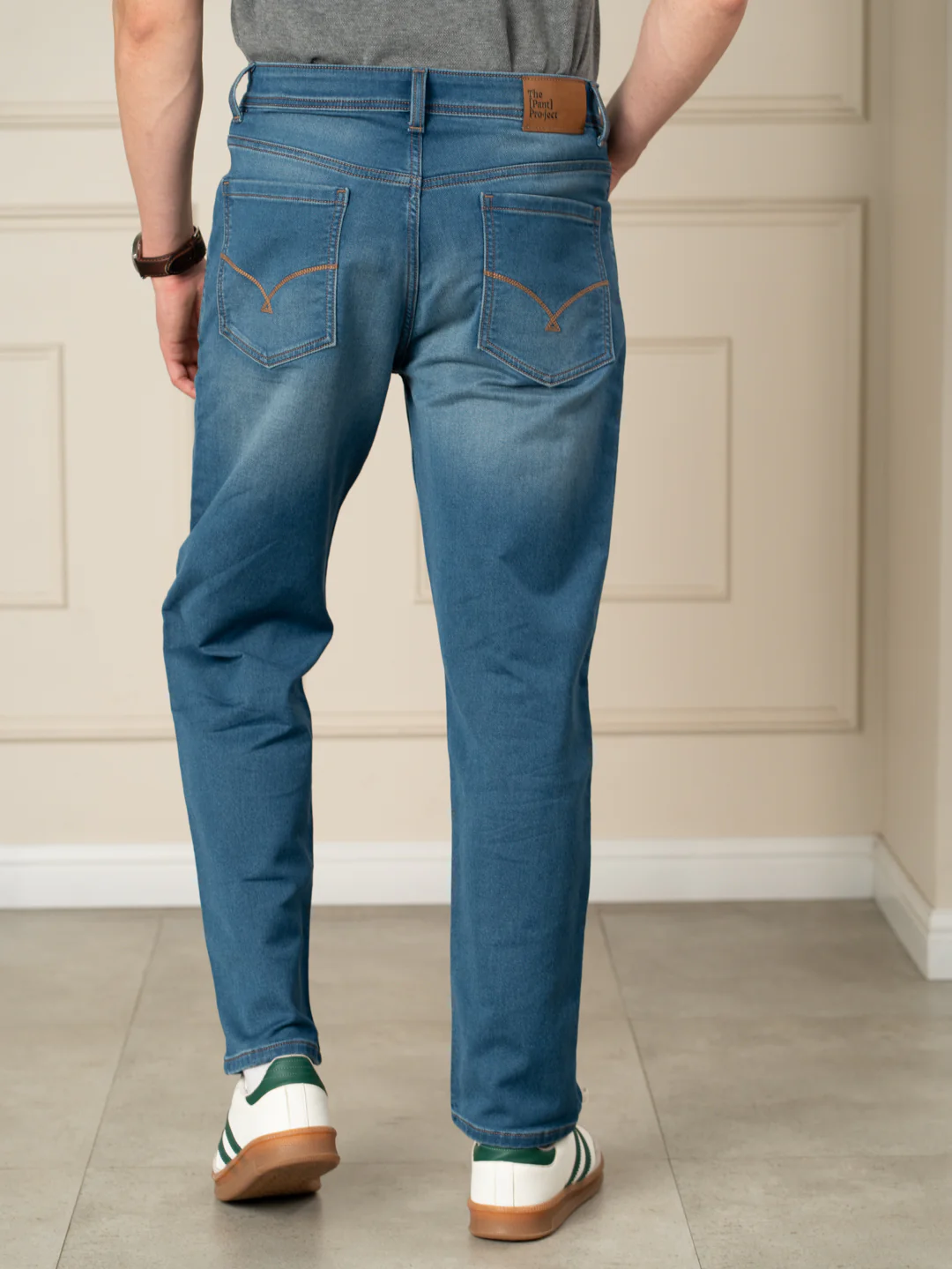 Walking Blue Tinted Whiskered Relaxed Fit Jeans - Image 6
